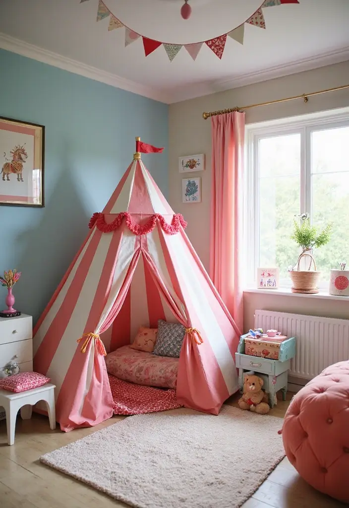 30 Toddler Girls Bedroom Ideas That Are Cute Whimsical 22. Whimsical Circus Tent