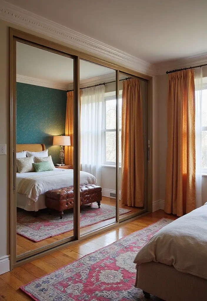 25 Bedroom Closet Door Ideas That Combine Function and Flair 1. Mirrored Sliding Doors for a Glam Look