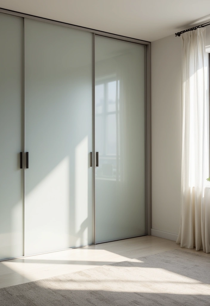 25 Bedroom Closet Door Ideas That Combine Function and Flair 12. Frosted Glass for Subtle Elegance