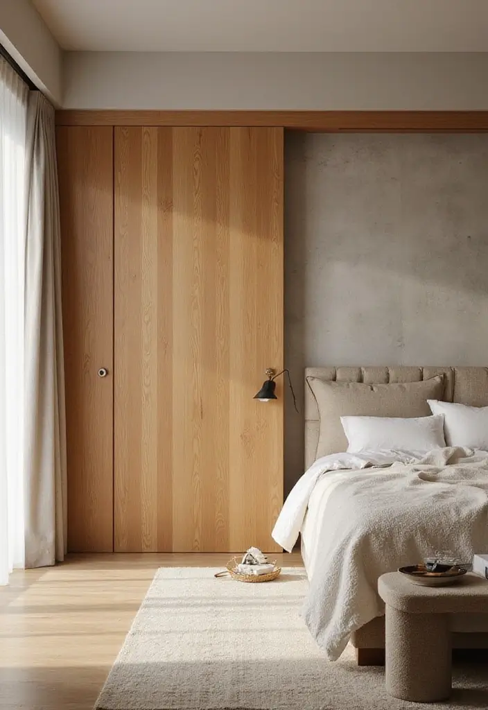 25 Bedroom Closet Door Ideas That Combine Function and Flair 16. Eco friendly Bamboo Doors for Sustainability