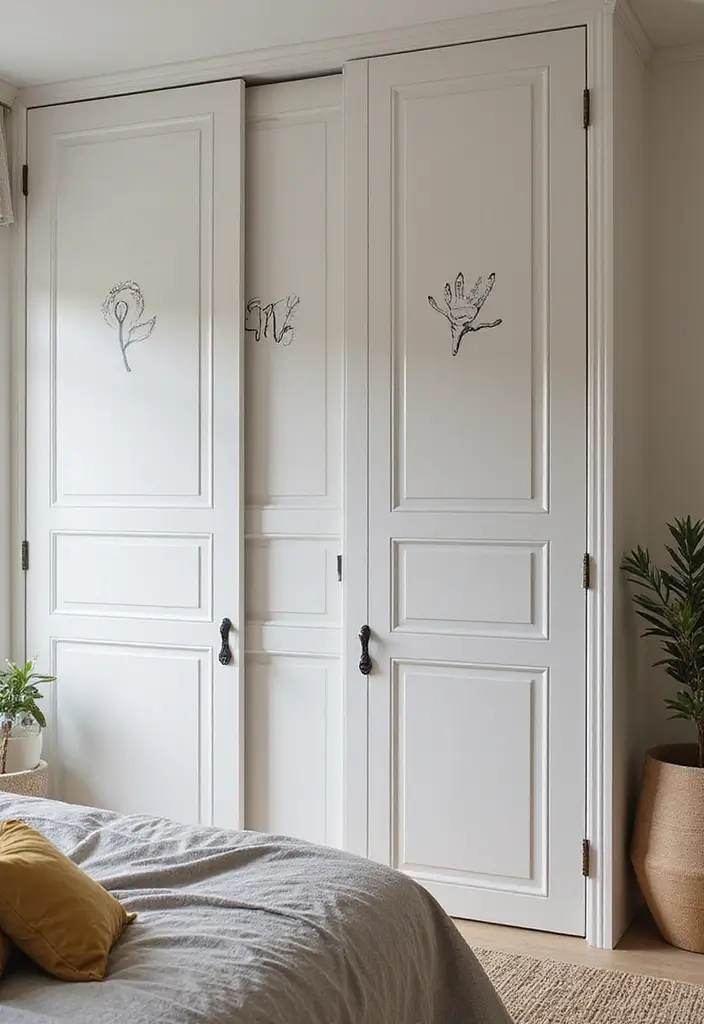 25 Bedroom Closet Door Ideas That Combine Function and Flair 19. Customizable Sliding Doors for Personal Touch