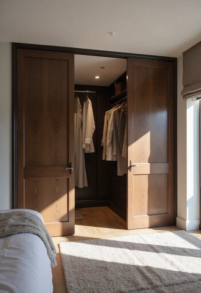 25 Bedroom Closet Door Ideas That Combine Function and Flair 5. Double Doors for a Dramatic Touch