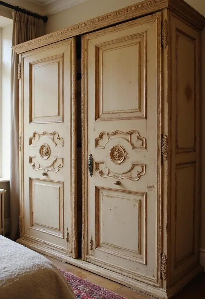 25 Bedroom Closet Door Ideas That Combine Function and Flair 6. Vintage inspired Doors for Timeless Appeal