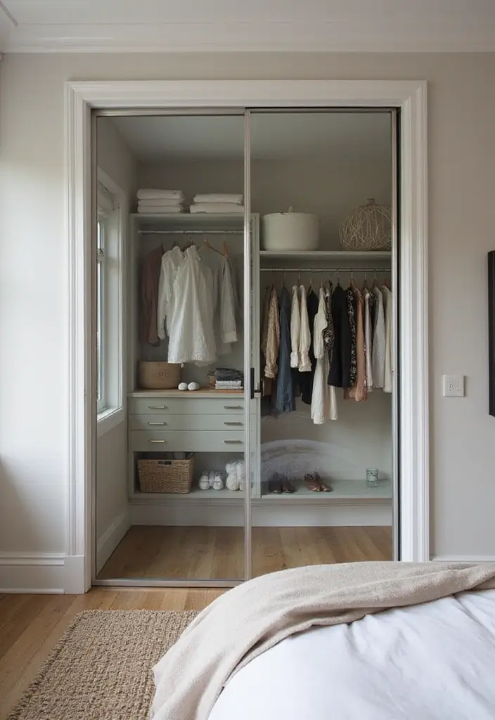25 Bedroom Closet Door Ideas That Combine Function and Flair 7. Glass Panel Doors for an Open Feel
