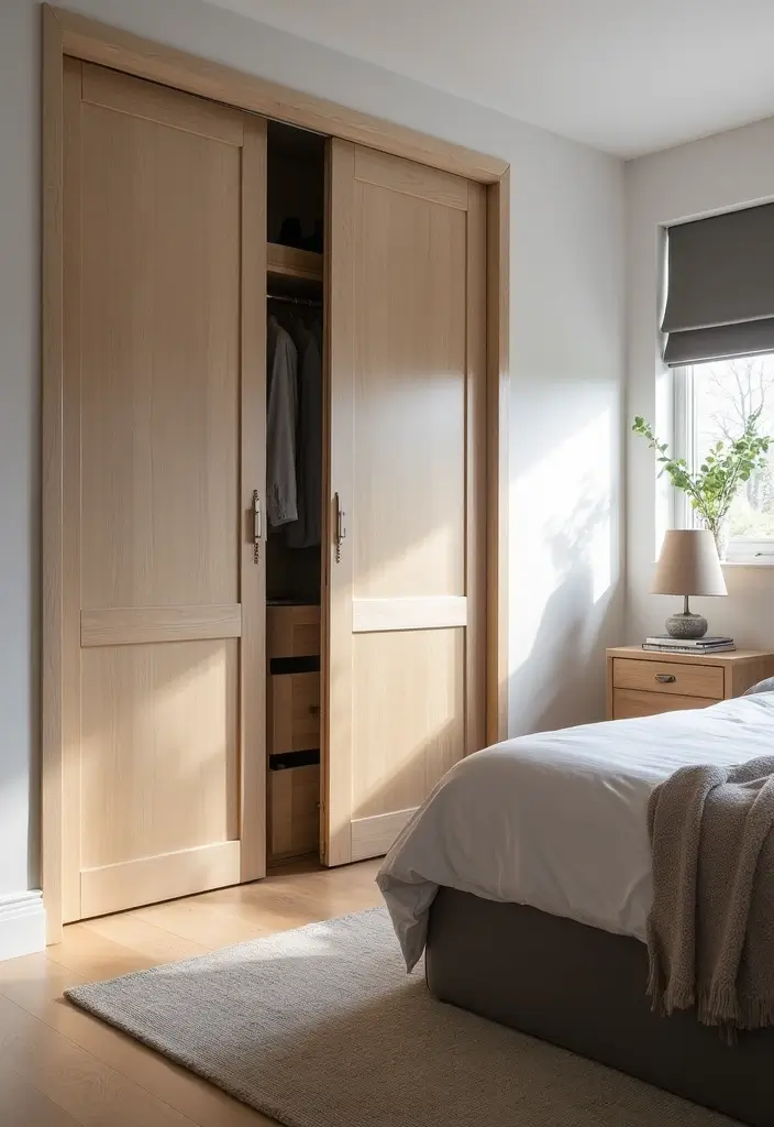 25 Bedroom Closet Door Ideas That Combine Function and Flair 8. Bi fold Doors for Space Saving Solutions