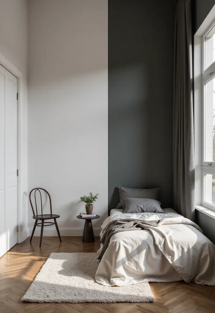 25 Bedroom Wall Painting Ideas Creativity Design That Inspire You 12. Light and Dark Contrast