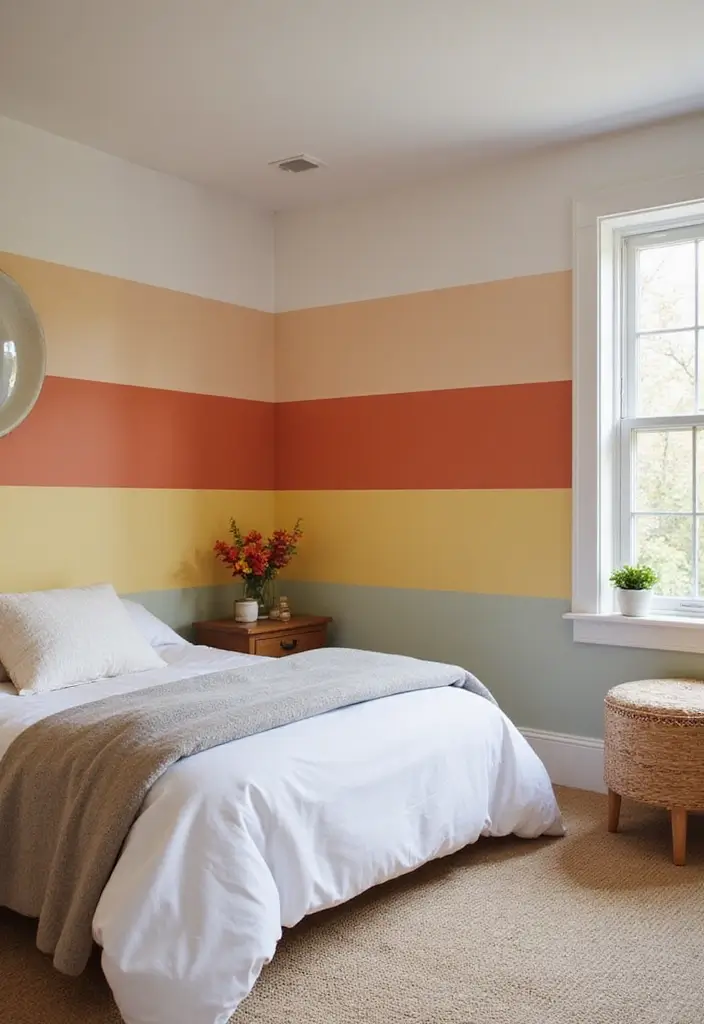 25 Bedroom Wall Painting Ideas Creativity Design That Inspire You 18. Ombre Stripes
