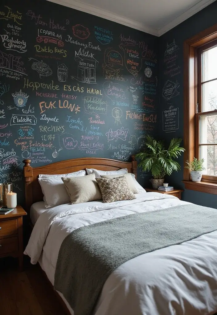 25 Bedroom Wall Painting Ideas Creativity Design That Inspire You 4. Chalkboard Paint Fun