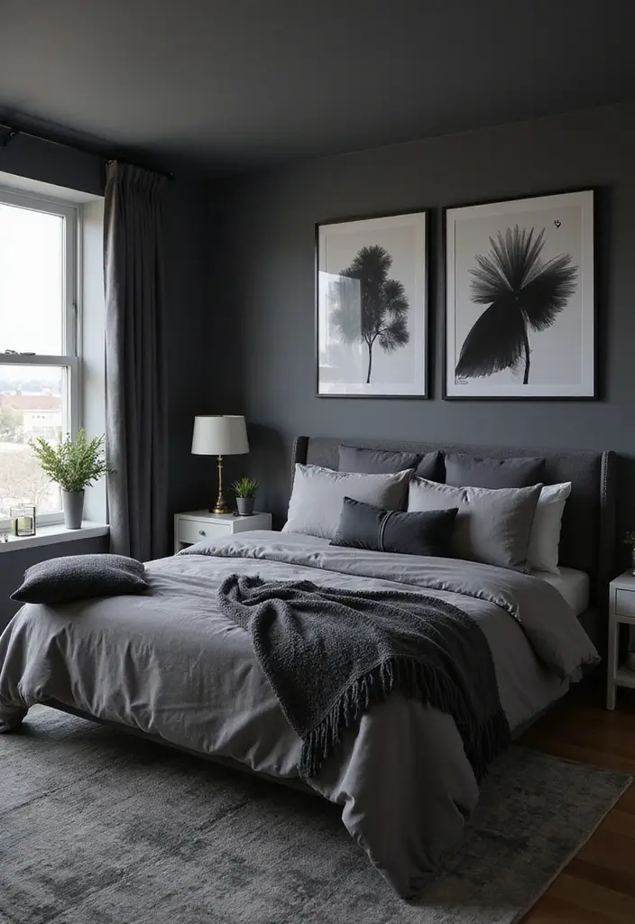 30 Dark Gray Bedroom Ideas That Look Sophisticated Sleek 1. Monochrome Elegance