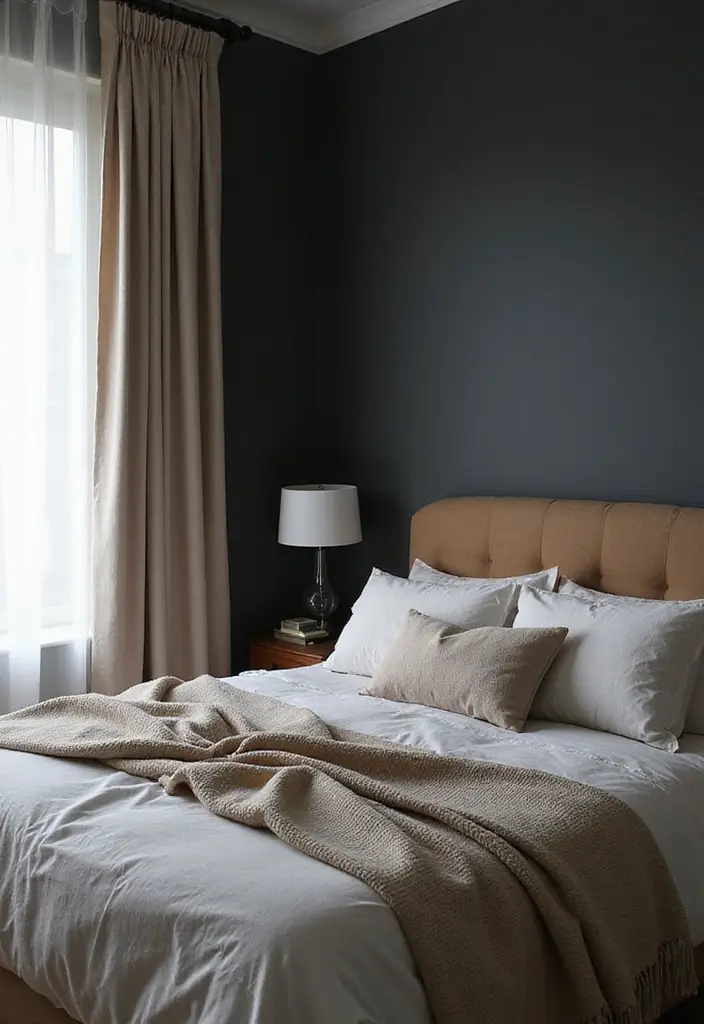 30 Dark Gray Bedroom Ideas That Look Sophisticated Sleek 14. Neutral Accents
