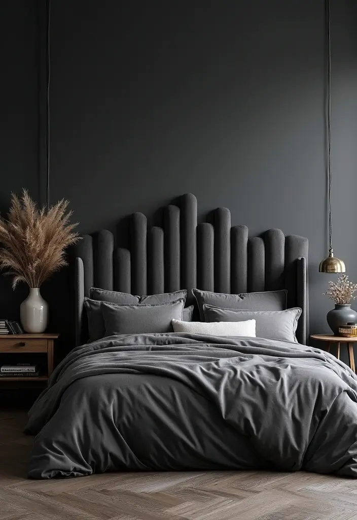 30 Dark Gray Bedroom Ideas That Look Sophisticated Sleek 19. Unique Headboards