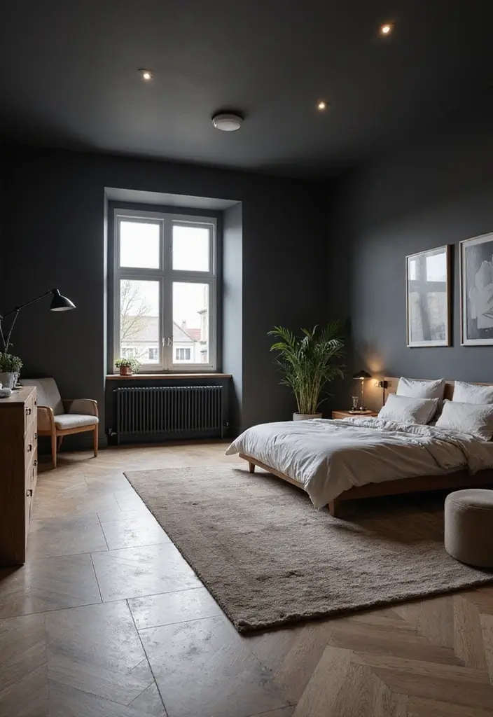 30 Dark Gray Bedroom Ideas That Look Sophisticated Sleek 28. Open Floor Plan