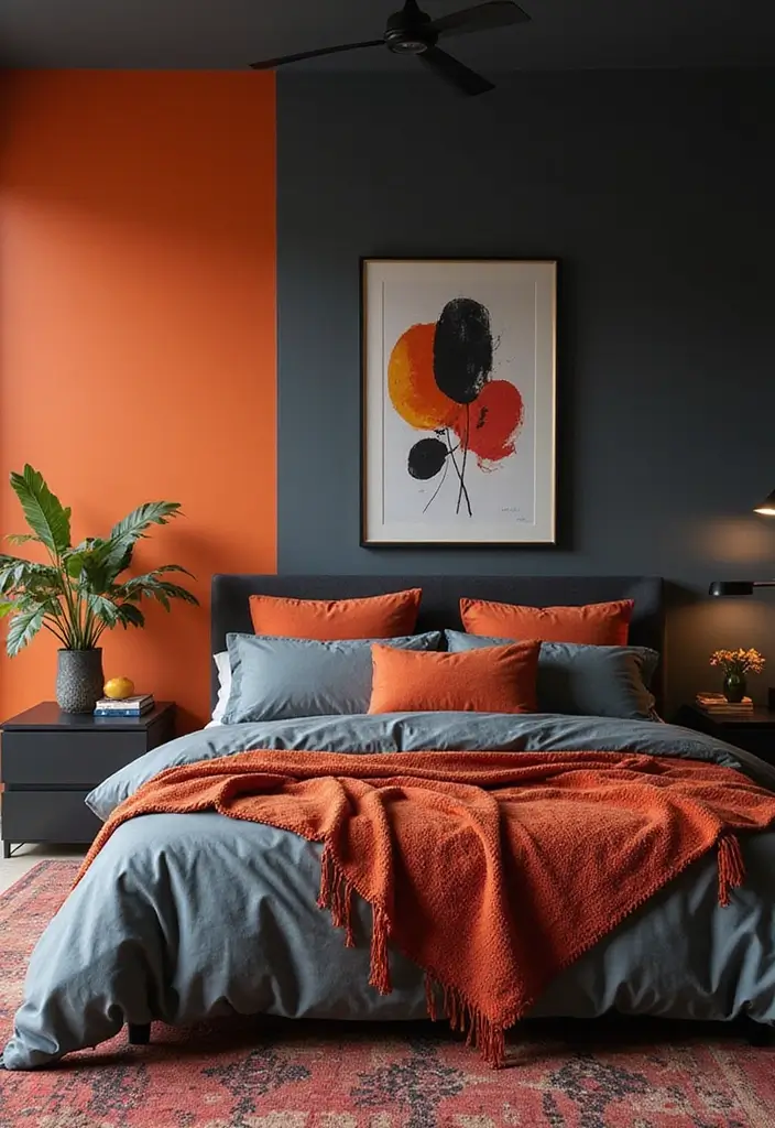30 Dark Gray Bedroom Ideas That Look Sophisticated Sleek 5. Bold Color Accents