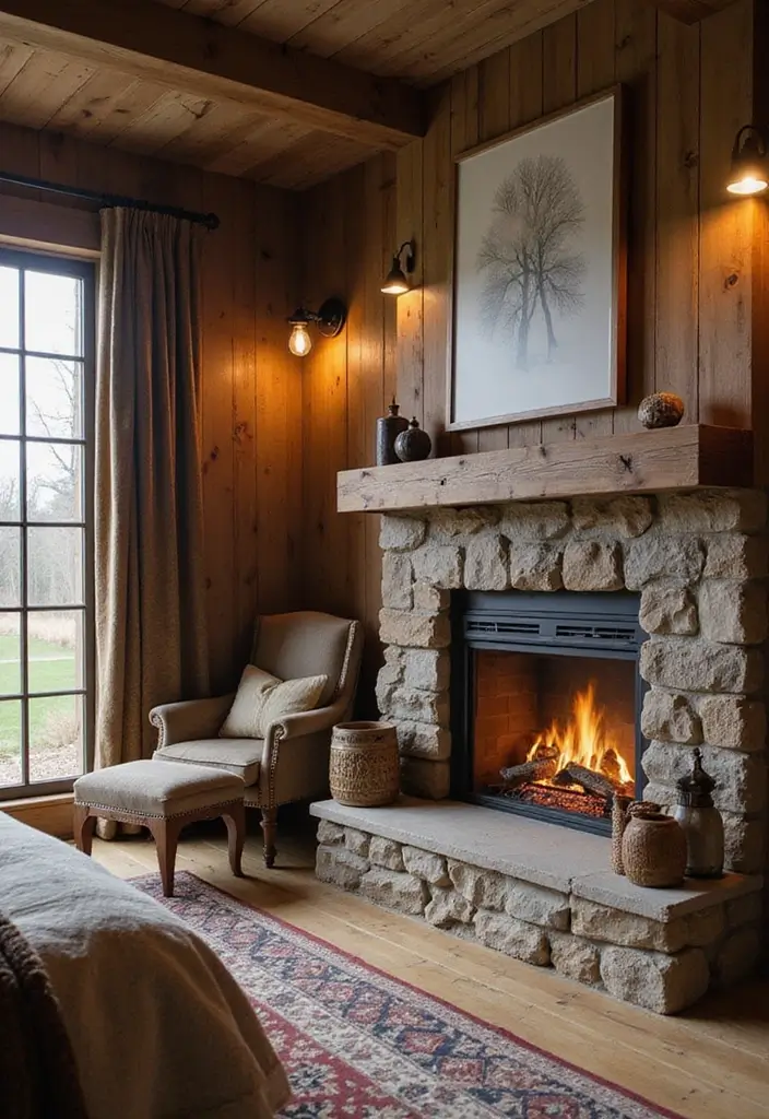 30 Electric Fireplace Ideas Bedroom That Add Warmth and Luxury 10. Rustic Electric Fireplaces