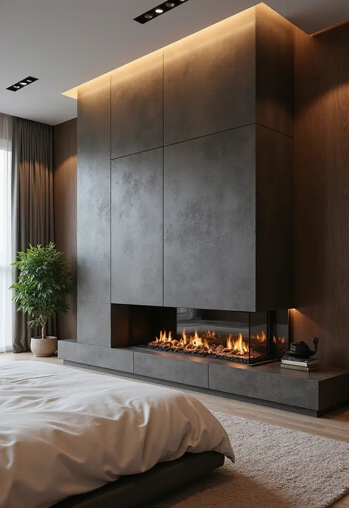 30 Electric Fireplace Ideas Bedroom That Add Warmth and Luxury 13. Contemporary Electric Fireplaces