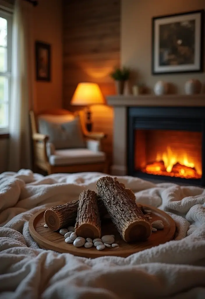 30 Electric Fireplace Ideas Bedroom That Add Warmth and Luxury 26. Electric Fireplaces with Logs and Stones