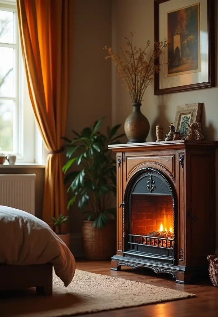 30 Electric Fireplace Ideas Bedroom That Add Warmth and Luxury 30. Vintage Inspired Electric Fireplaces