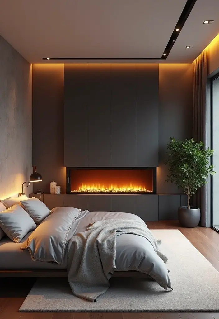 30 Electric Fireplace Ideas Bedroom That Add Warmth and Luxury 7. Electric Fireplaces with Smart Features