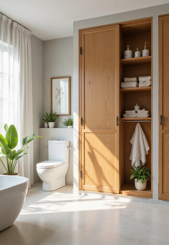 14 Bathroom Almirah Ideas For Neat Storage 2. Eco Friendly Bamboo Almirah