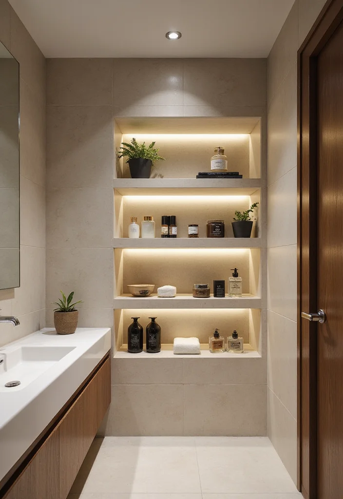 14 Bathroom Shelf Ideas For Smart Storage 6. Built In Shelving for a Seamless Look