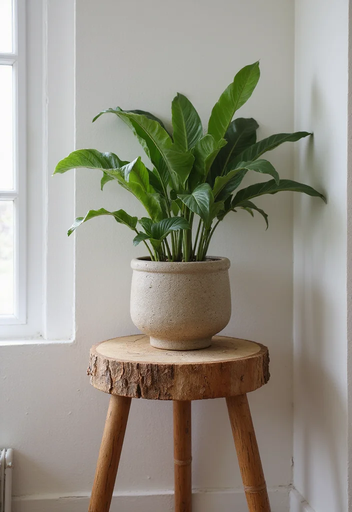 14 Bathroom Wood Ideas With Warm Texture 14. Wooden Plant Stands
