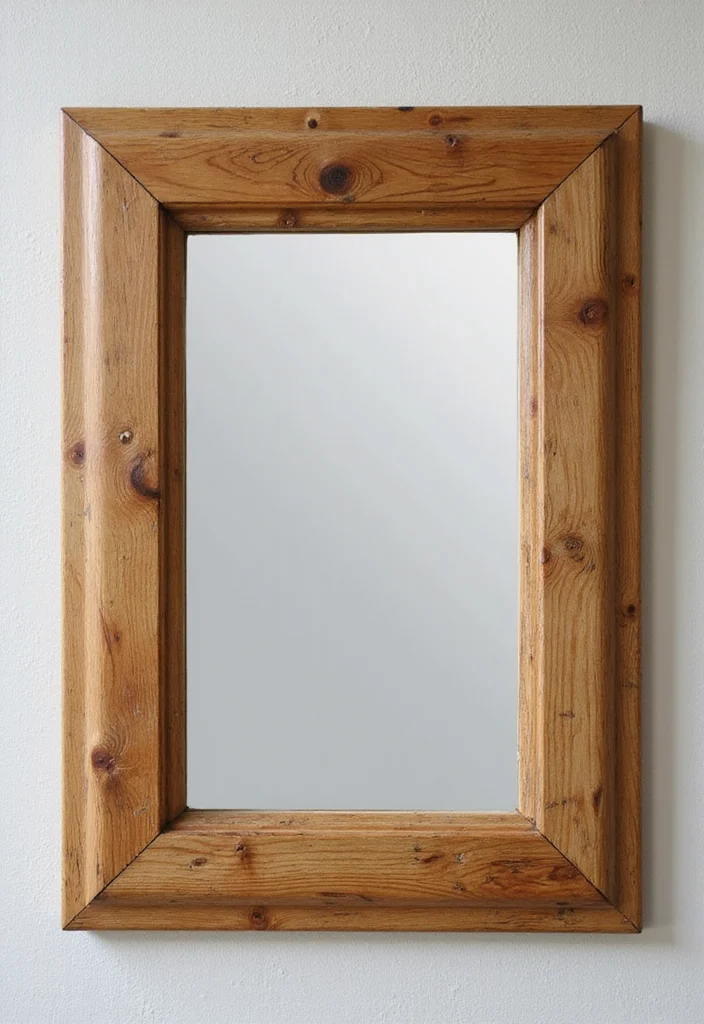 14 Bathroom Wood Ideas With Warm Texture 6. Wooden Mirror Frame