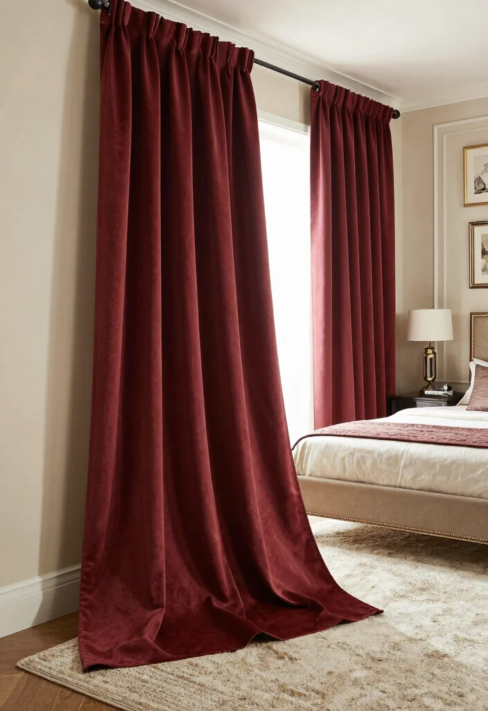 14 Bedroom Closet Curtain Ideas For Soft Affordable Style 6. Elegant Long Drapes