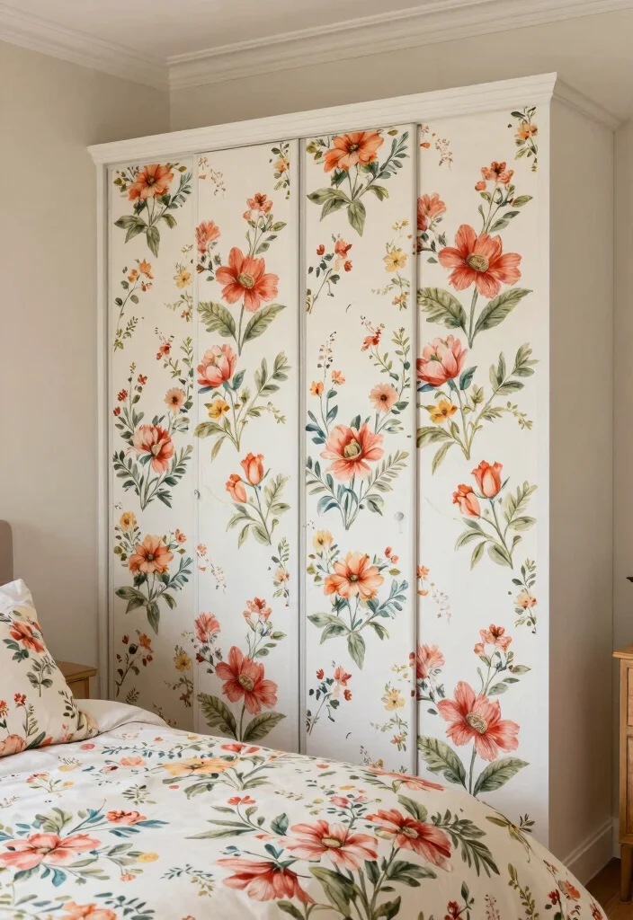 14 Bifold Bedroom Closet Door Ideas For Compact Spaces 13. Floral Patterned Bifold Doors