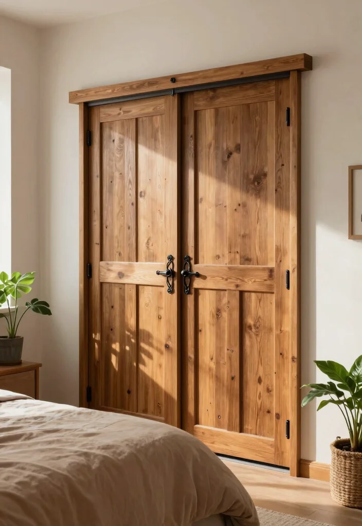 14 Bifold Bedroom Closet Door Ideas For Compact Spaces 2. Rustic Wood Bifold Doors