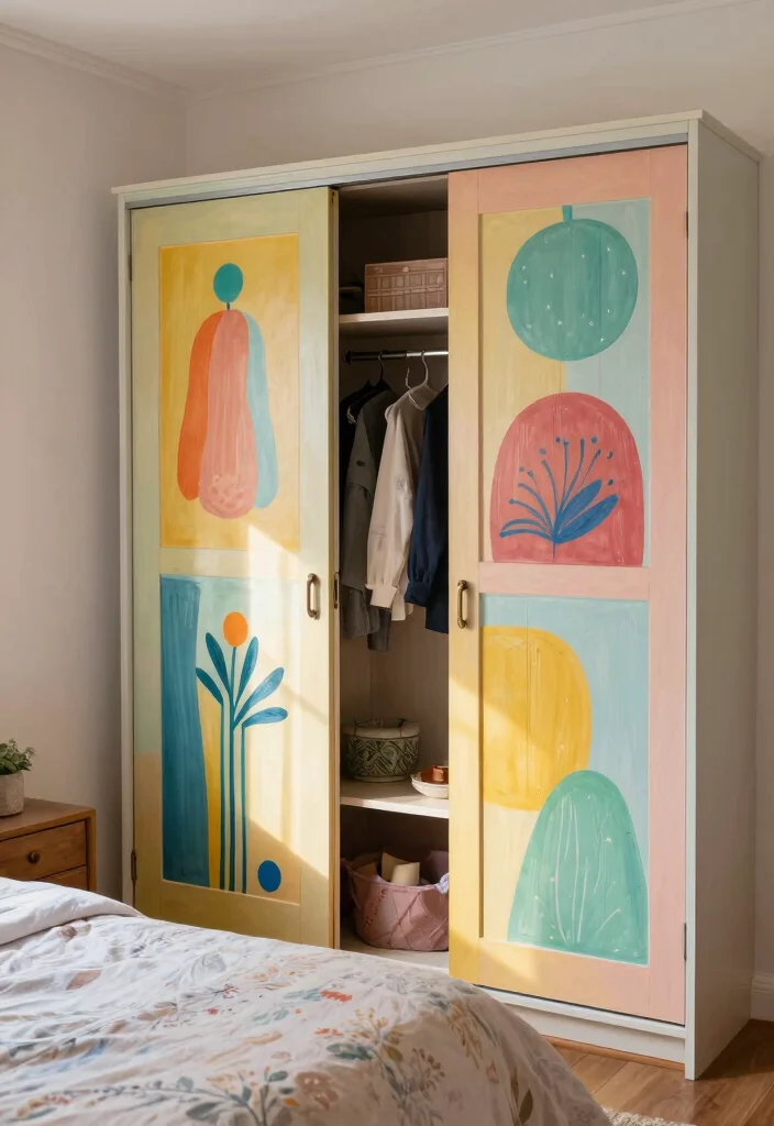 14 Bifold Bedroom Closet Door Ideas For Compact Spaces 7. Custom Painted Designs
