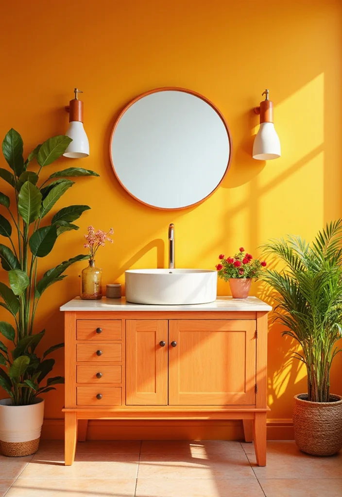 14 Boho Bathroom Vanity Ideas With Natural Style 10. Color Burst
