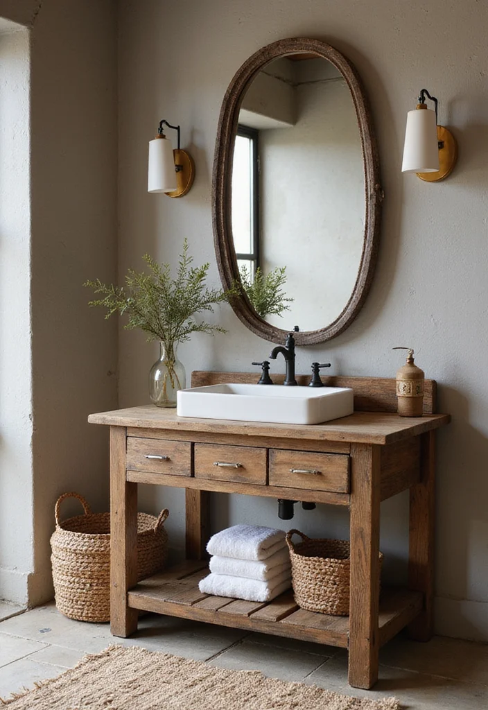 14 Boho Bathroom Vanity Ideas With Natural Style 11. Textured Finishes