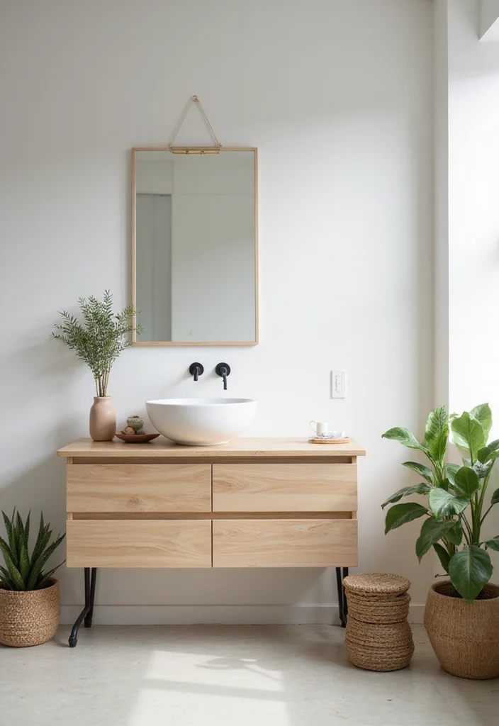 14 Boho Bathroom Vanity Ideas With Natural Style 3. Minimalist Boho