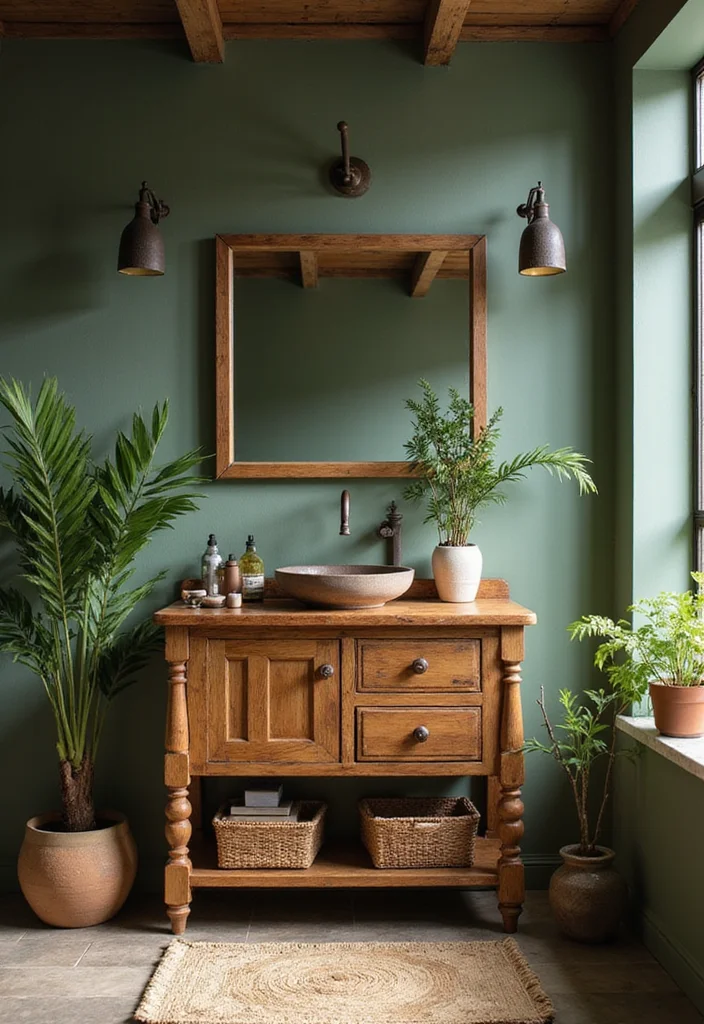 14 Boho Bathroom Vanity Ideas With Natural Style 4. Earthy Tones