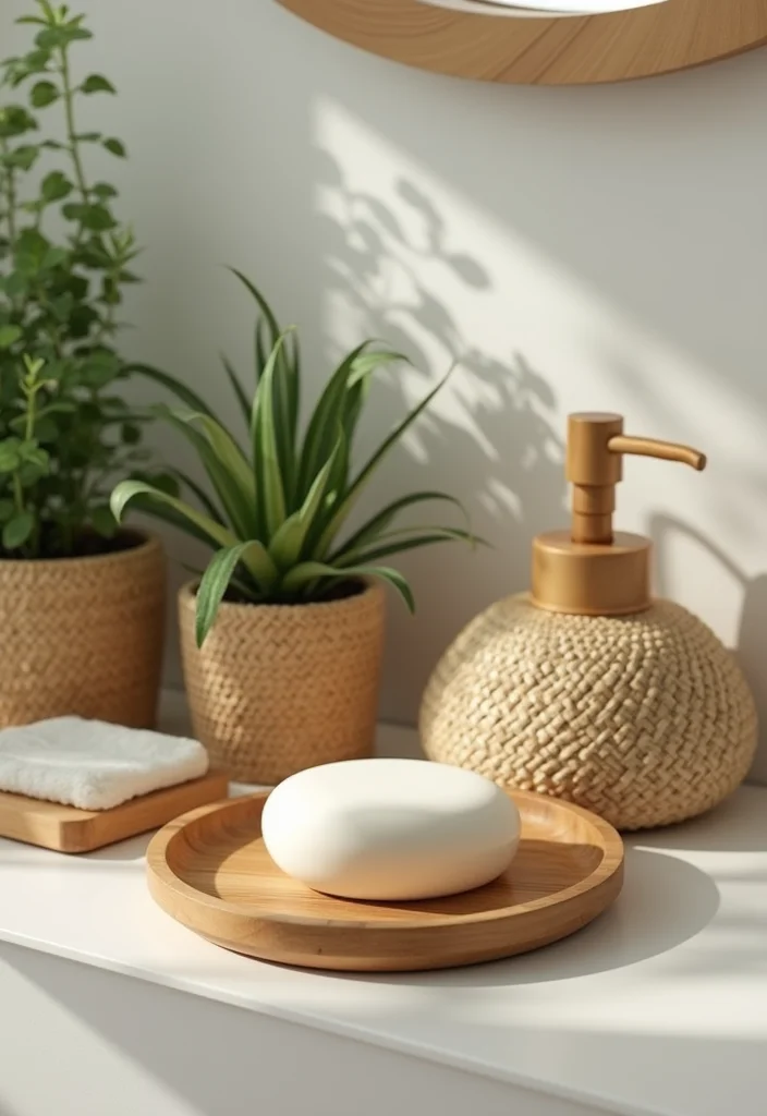 14 Boho Bathroom Vanity Ideas With Natural Style 6. Nature Inspired Accessories