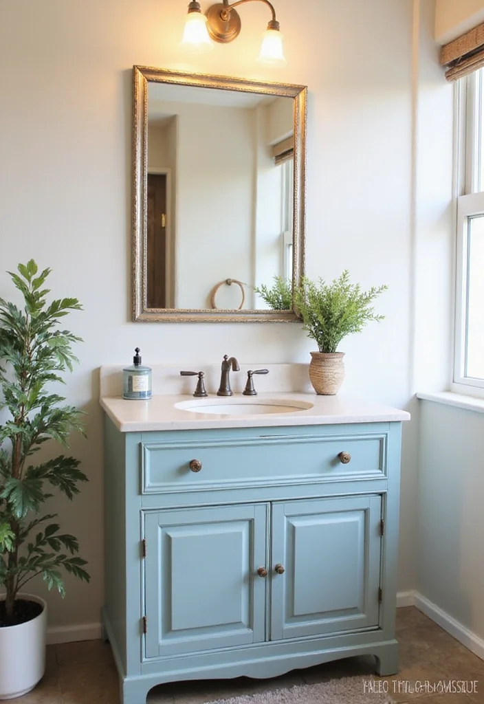 14 Boho Bathroom Vanity Ideas With Natural Style 7. Upcycled Charm