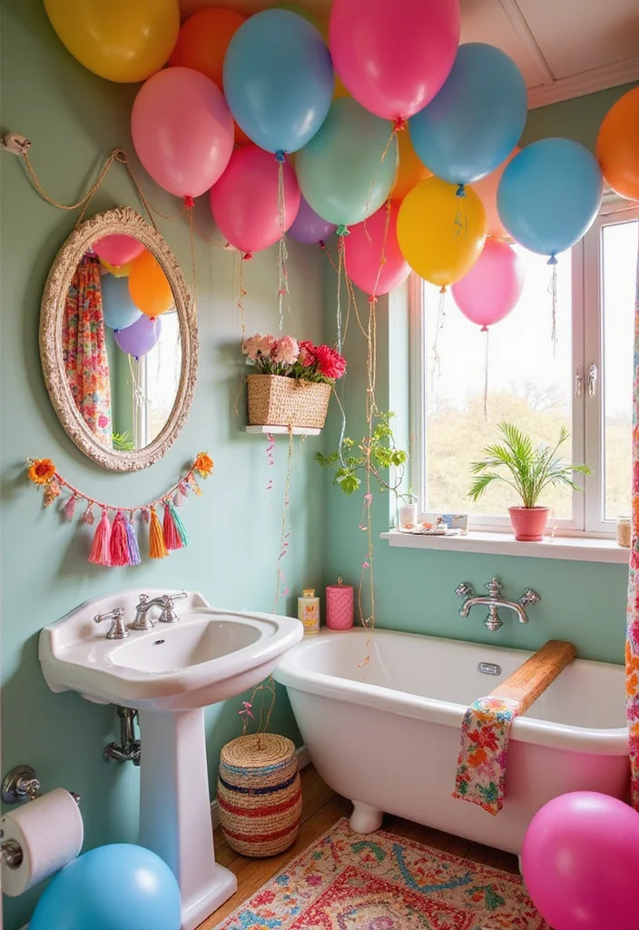 14 Boy Bathroom Ideas That Feel Fun 13. Colorful Balloon Wonderland