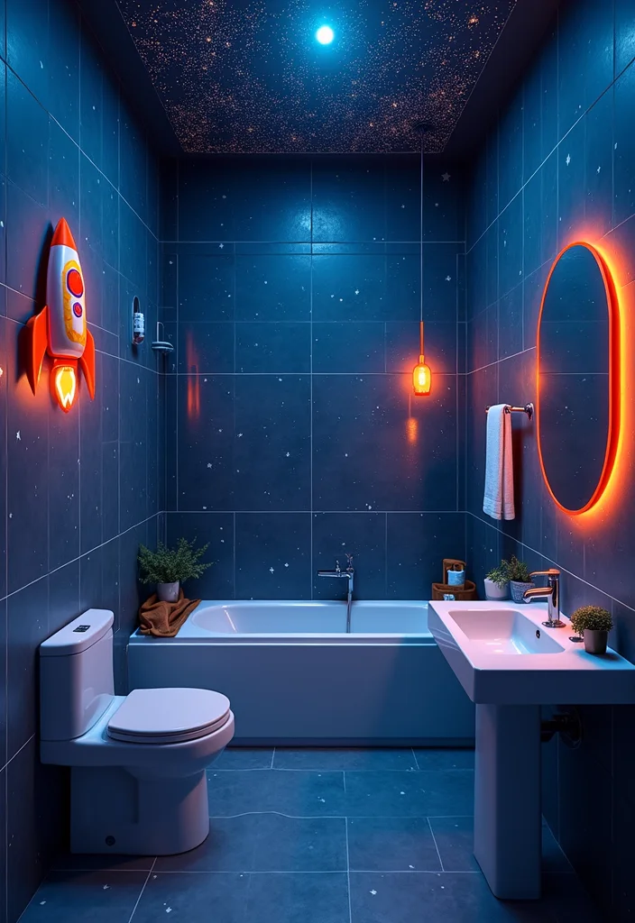 14 Boy Bathroom Ideas That Feel Fun 2. Outer Space Expedition