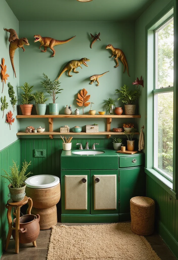 14 Boy Bathroom Ideas That Feel Fun 5. Dino Mite Bathroom