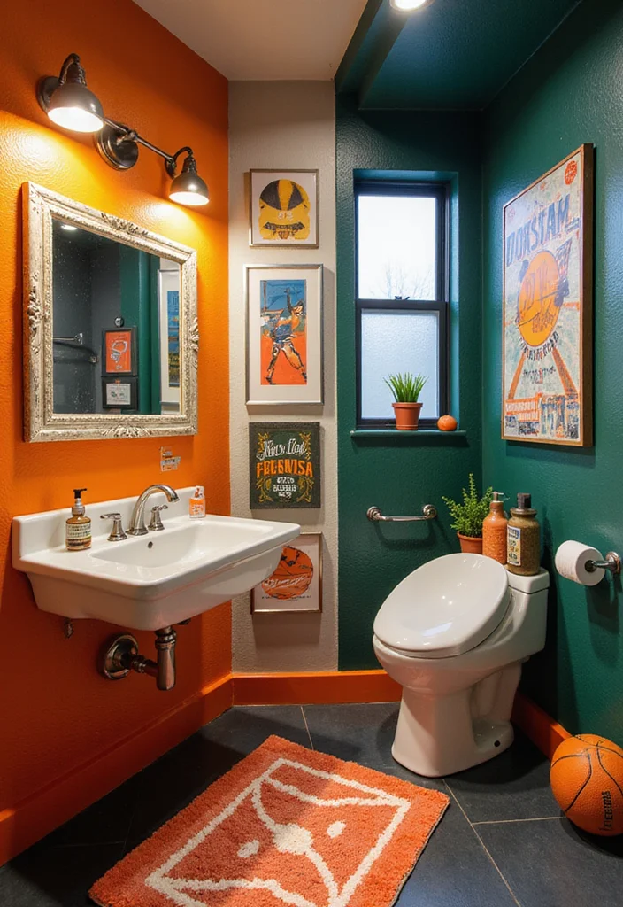 14 Boy Bathroom Ideas That Feel Fun 8. Sports Arena Bathroom