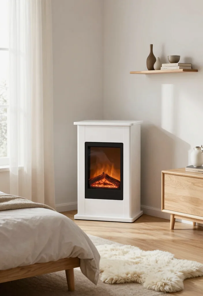 14 Corner Electric Fireplace Bedroom Ideas For Small Spaces 1. Scandinavian Simplicity