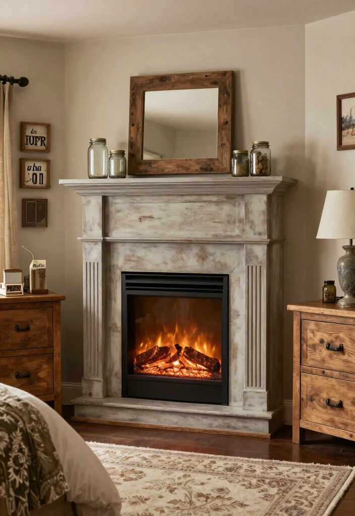 14 Corner Electric Fireplace Bedroom Ideas For Small Spaces 10. Farmhouse Comfort