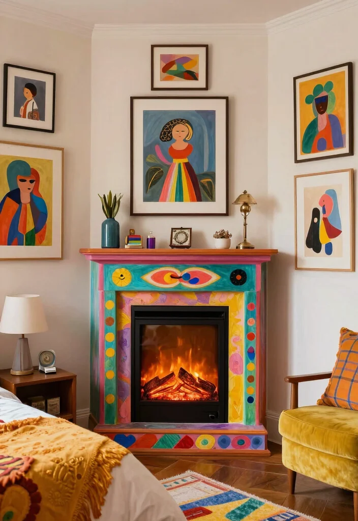 14 Corner Electric Fireplace Bedroom Ideas For Small Spaces 12. Artistic Expression