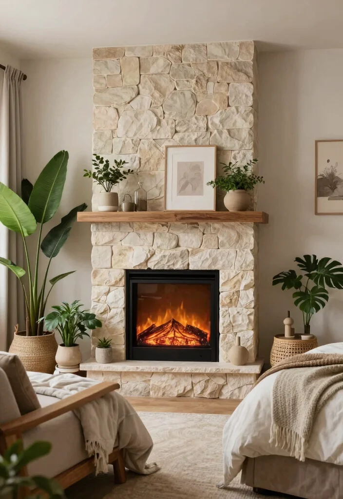 14 Corner Electric Fireplace Bedroom Ideas For Small Spaces 13. Nature Inspired Sanctuary