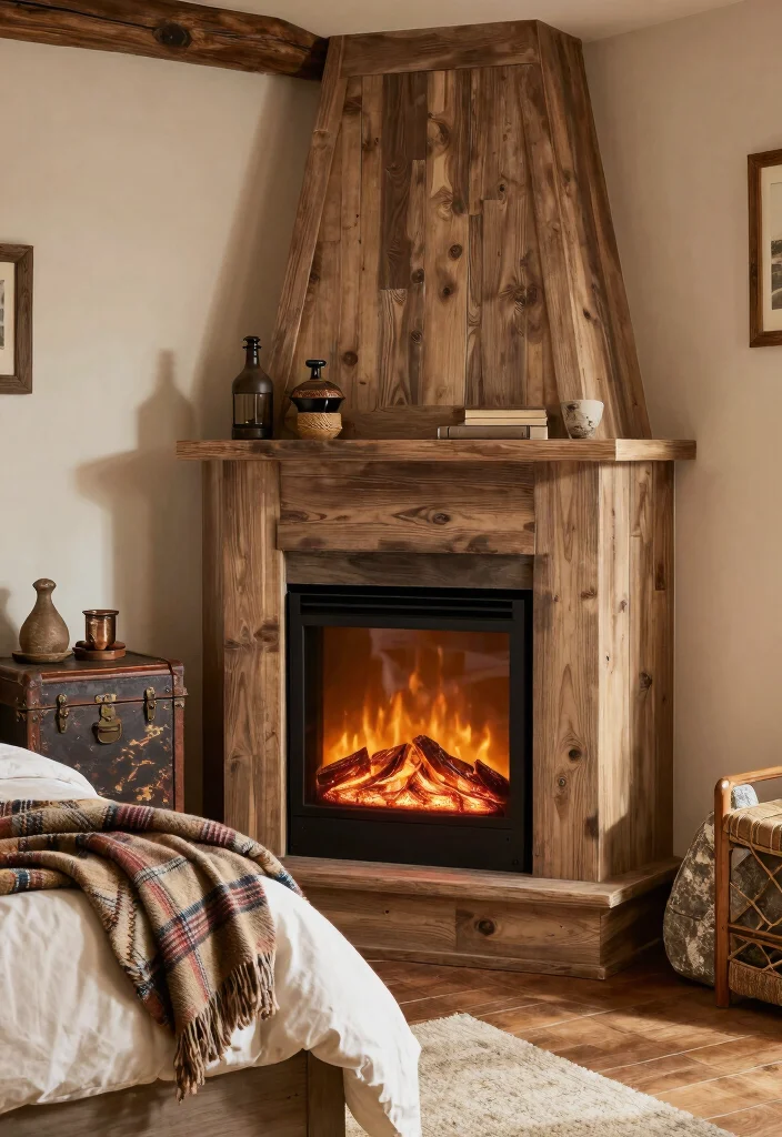 14 Corner Electric Fireplace Bedroom Ideas For Small Spaces 2. Rustic Charm
