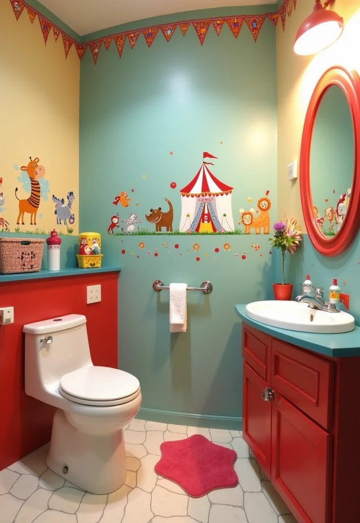 14 Daycare Bathroom Ideas For Kids 12. Charming Circus