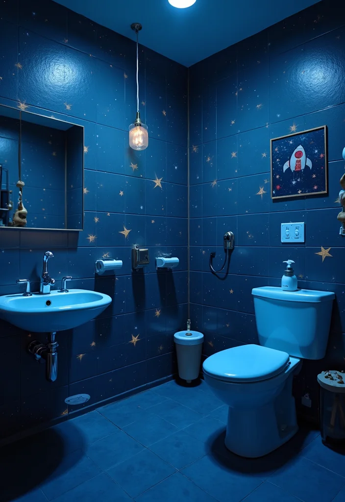 14 Daycare Bathroom Ideas For Kids 3. Space Voyage
