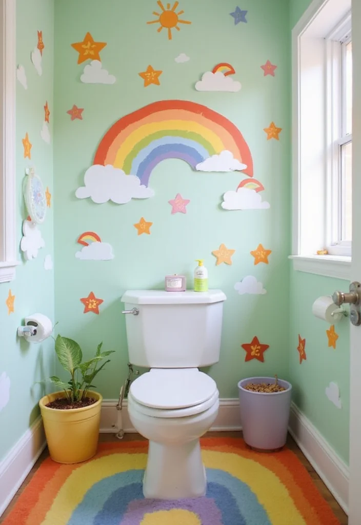 14 Daycare Bathroom Ideas For Kids 5. Rainbow Delight