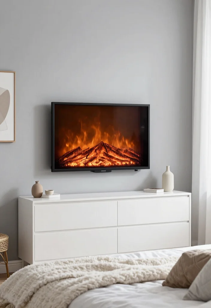 14 Electric Fireplace Bedroom Dresser Ideas For Smart Layout 1. Minimalist Elegance