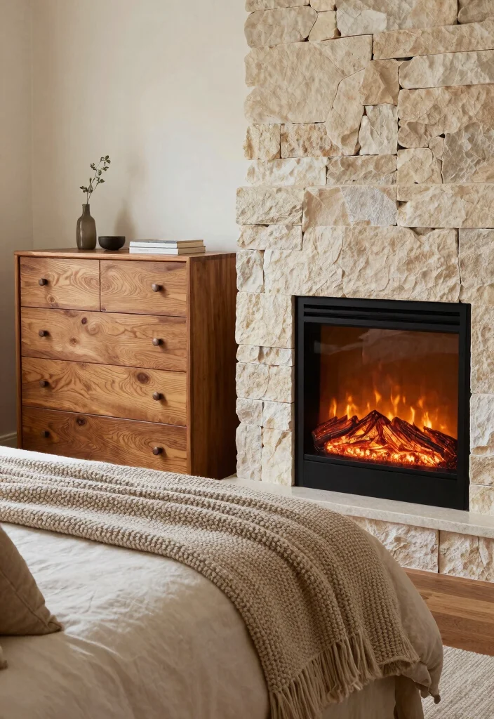 14 Electric Fireplace Bedroom Dresser Ideas For Smart Layout 10. Layered Textures